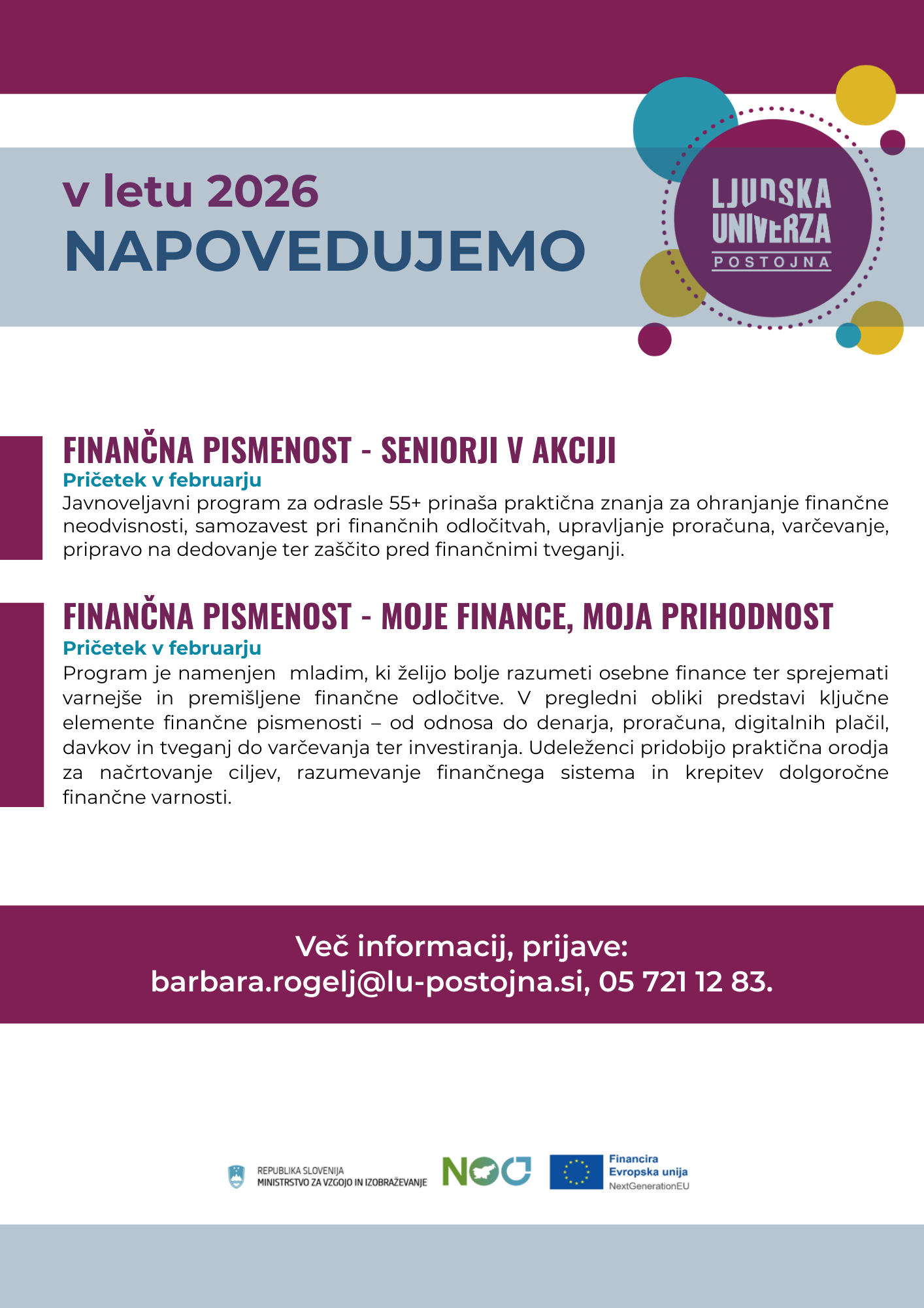 FINANČNA PISMENOST _ napovednik 2026